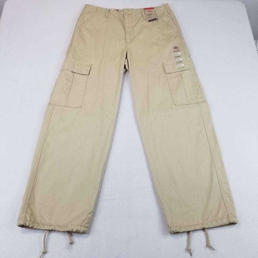 Levi's 94 Baggy Cargo Pants Women's 30x30 Loose Adjustable Hem Utility NWT Tan - Picture 14 of 14